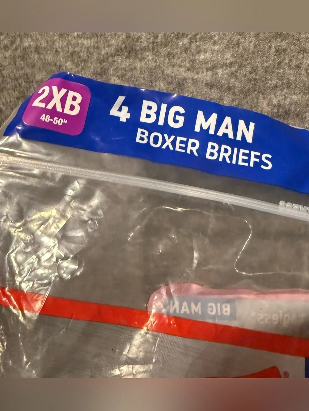 Hanes 4 Pack Tagless Boxer Briefs Mens 2XB 48-50 Big Man Soft Wicking Comfort